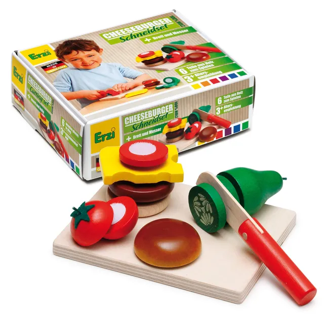 erzi-28203-schneidset-cheeseburger-aus-holz-kaufladenspielzeug image 1
