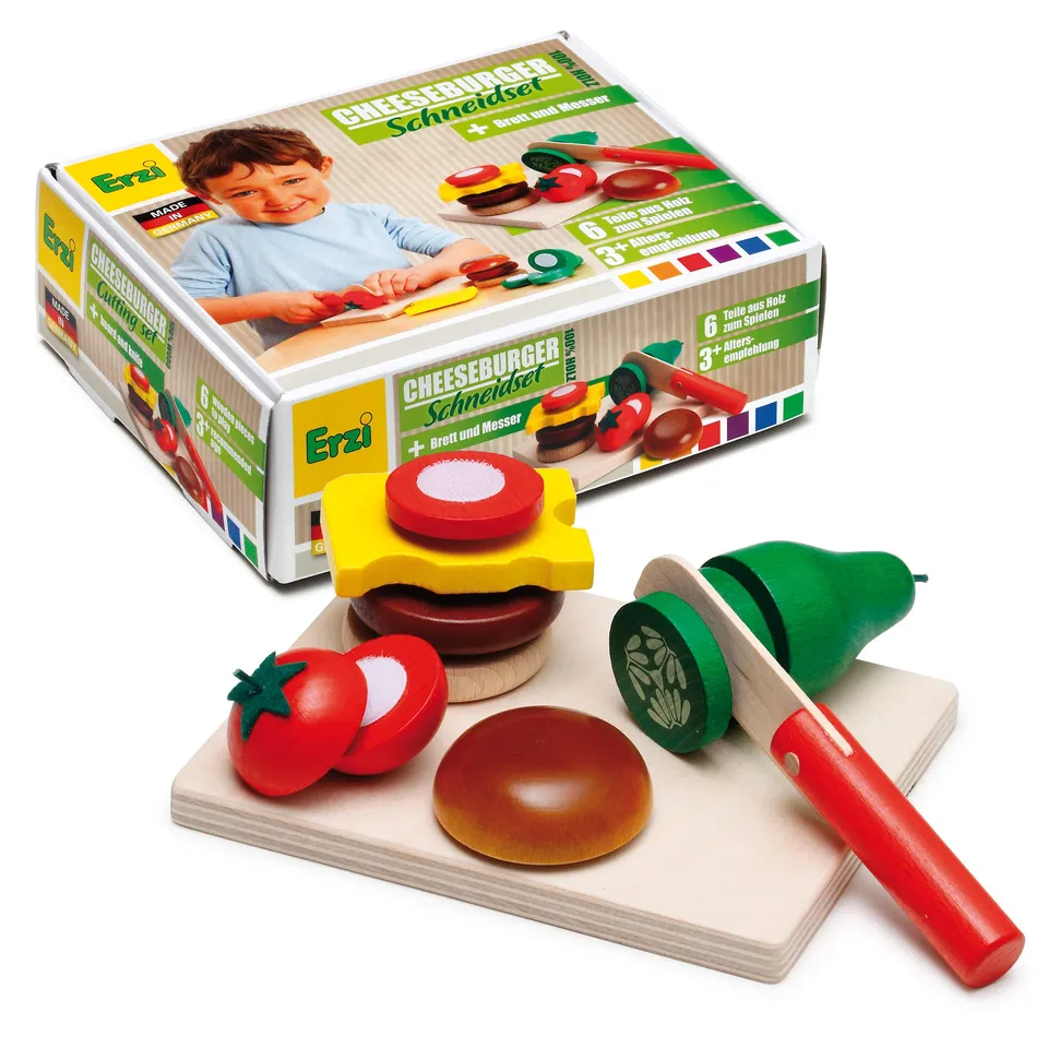 erzi-28203-schneidset-cheeseburger-aus-holz-kaufladenspielzeug image 1