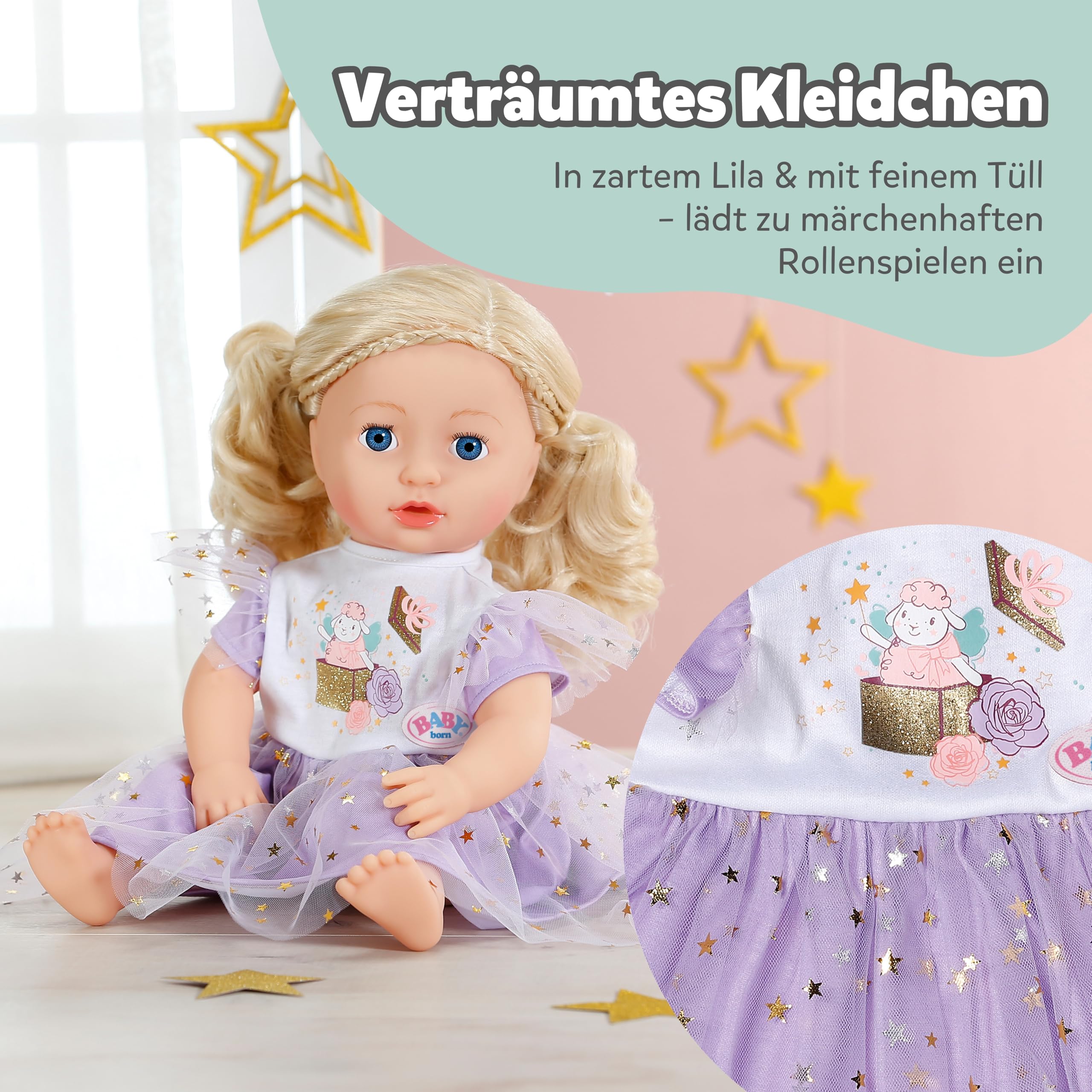 baby-born-lila-tutu-kleid-puppenkleid-mit-t-ll-und-sternen-f-r-43-cm-puppen image 3