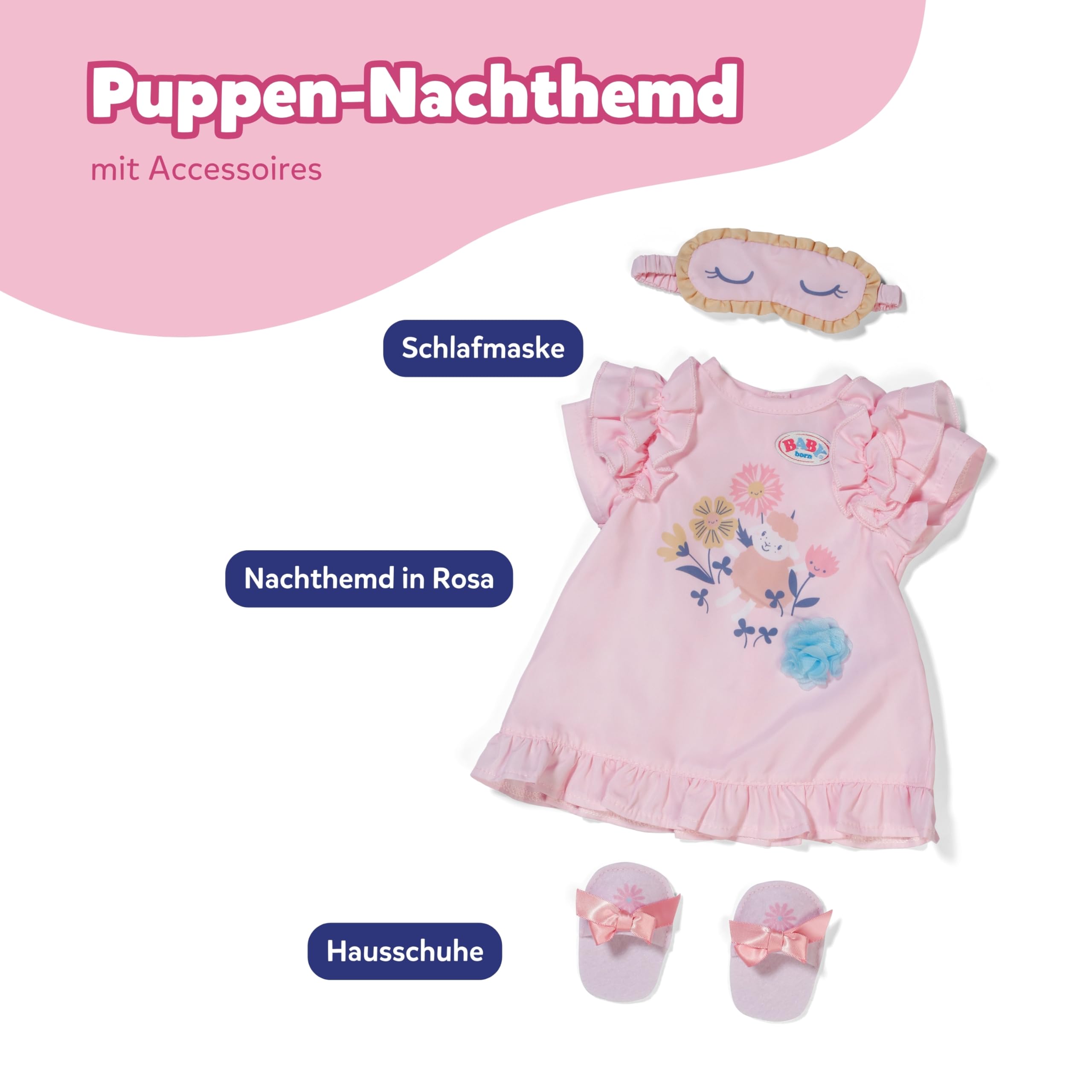baby-born-nachthemd-set-f-r-43-cm-puppen-mit-schlafmaske-und-pantoffeln image 2