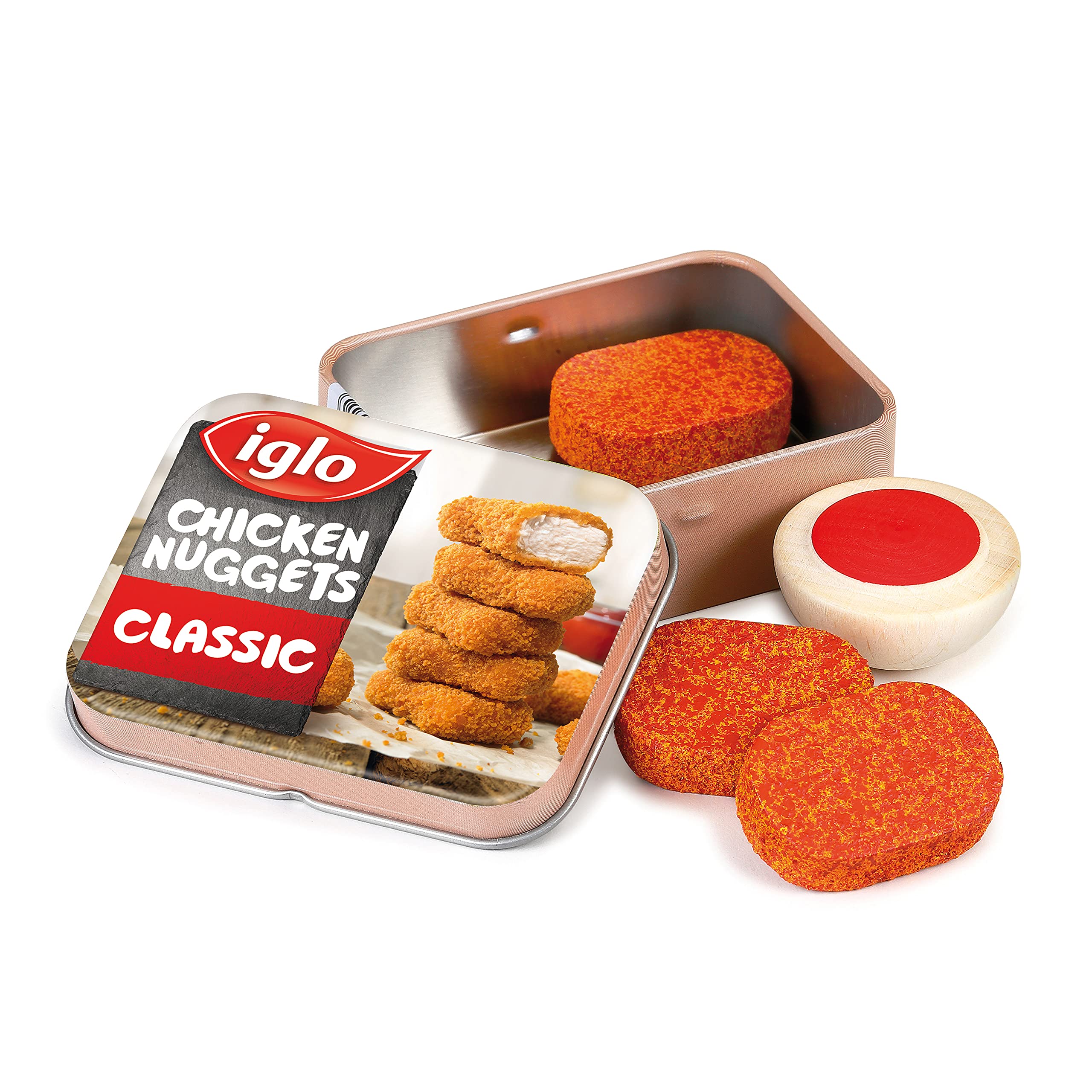 erzi-15160-chicken-nuggets-iglo-mit-dip-in-der-dose-holzspielzeug image 1