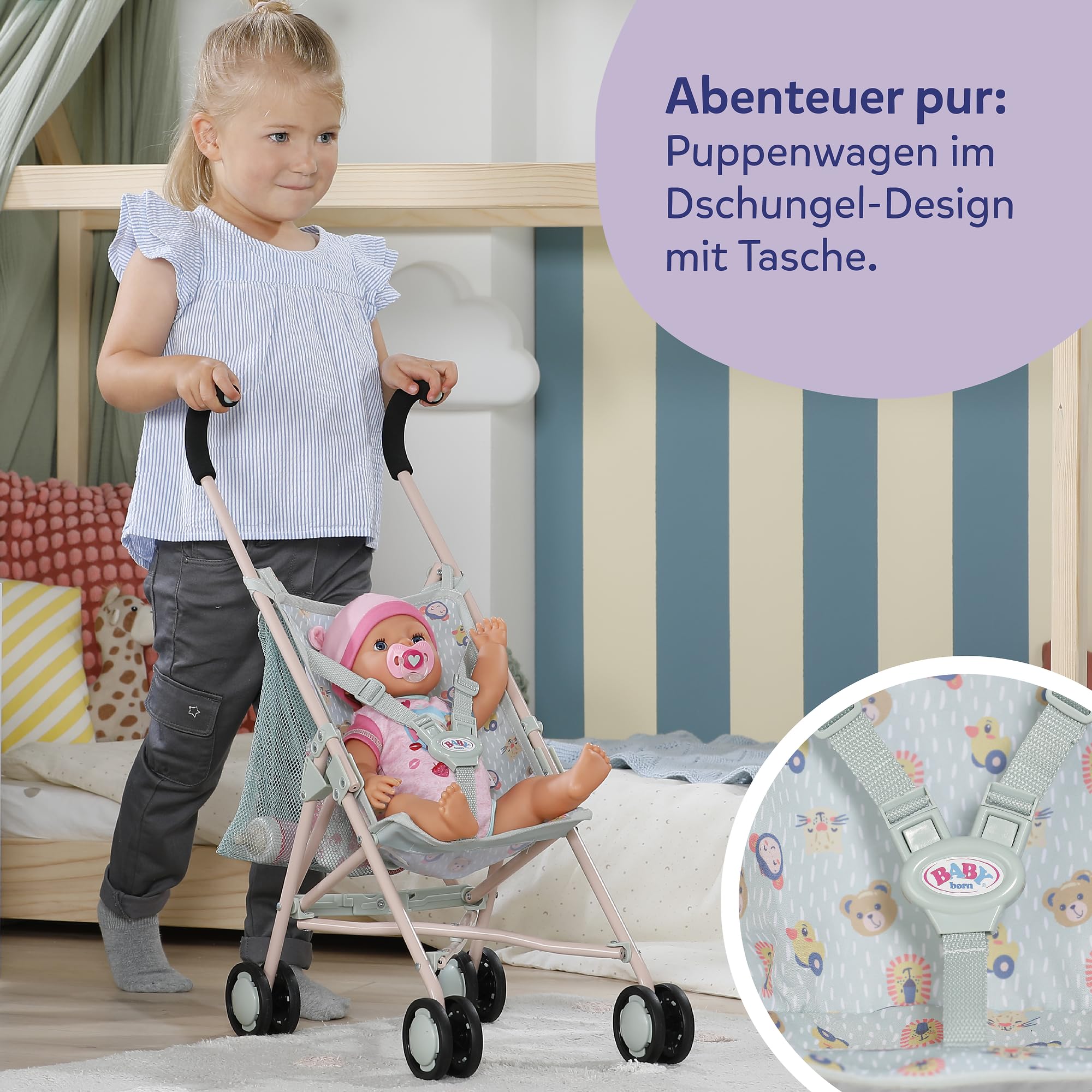 baby-born-puppenwagen-mit-tasche-dschungel-design-faltbar image 4