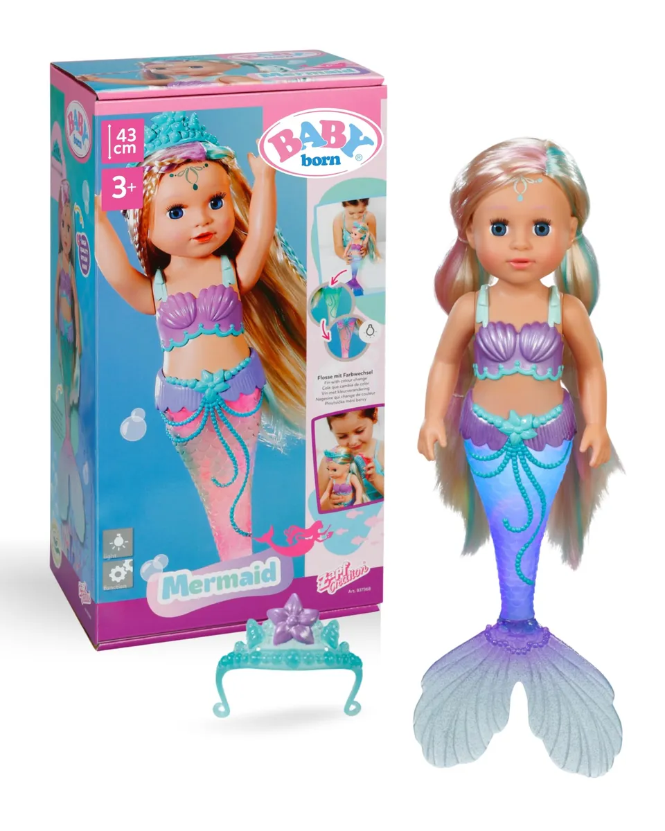 baby-born-meerjungfrau-43-cm-stylingpuppe-mit-leuchtender-flosse image 1