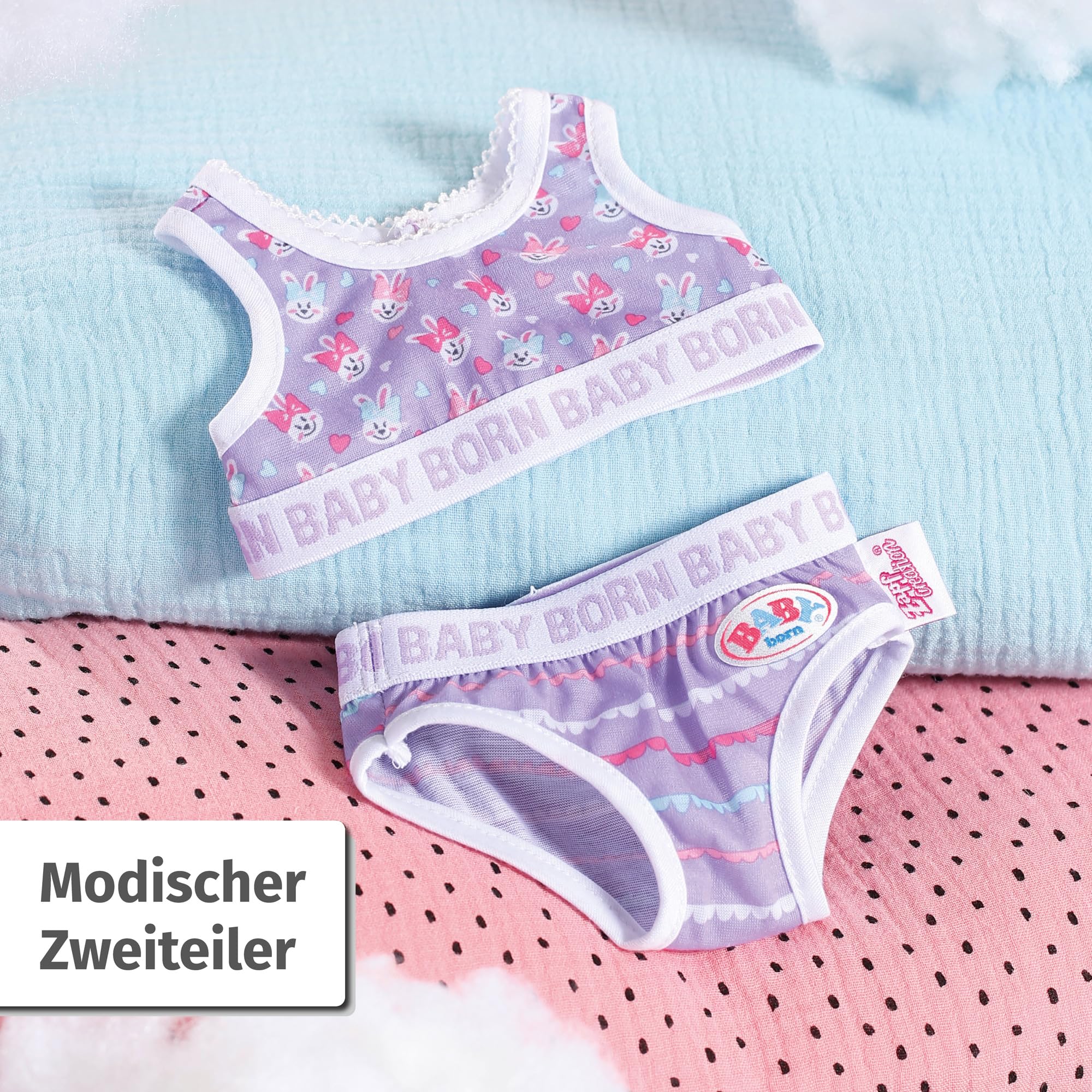 baby-born-unterw-sche-set-834220-top-mit-hasen-print-und-hose-lila-f-r-43-cm-pup image 3