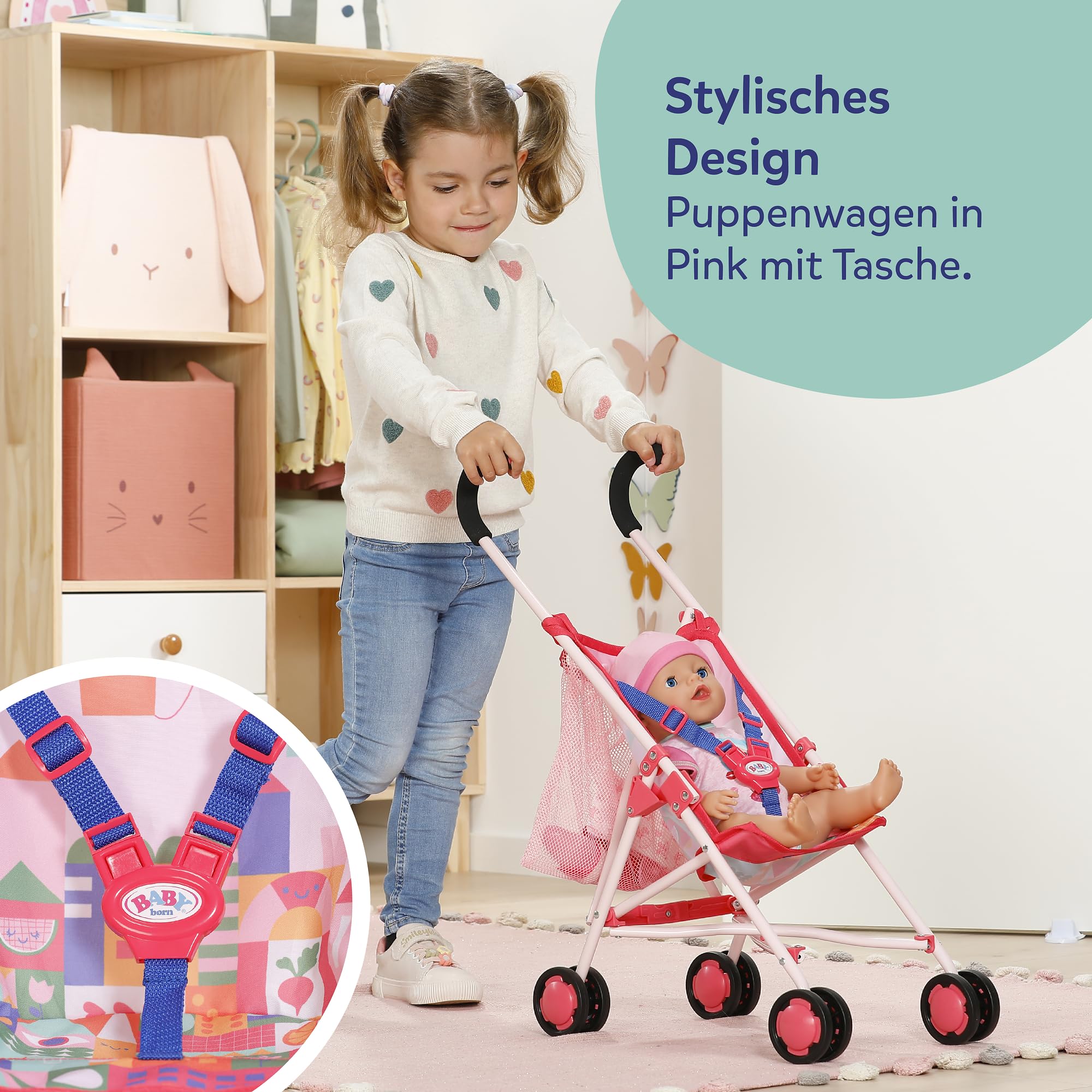 baby-born-puppenwagen-mit-tasche-in-pink-f-r-36-cm-und-43-cm-puppen image 3
