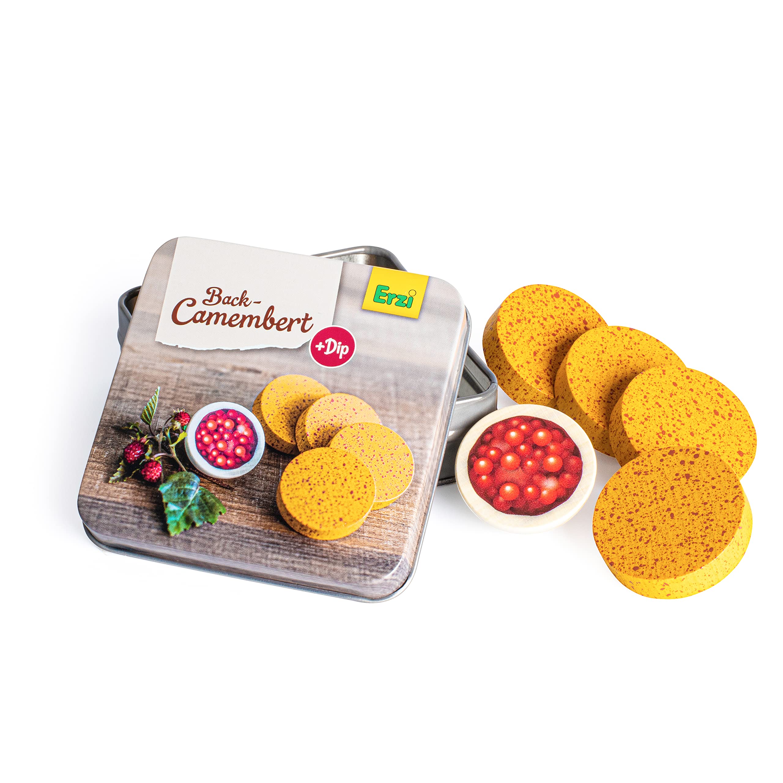 erzi-17075-mini-camembert-in-der-dose-kaufladenartikel-aus-holz-5-teilig image 1