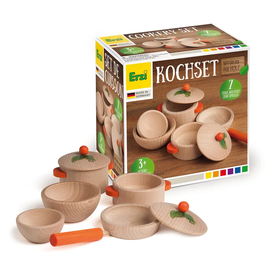 erzi-10659-kochset-natur-aus-holz-kaufladenspielzeug-7-teilig image 1
