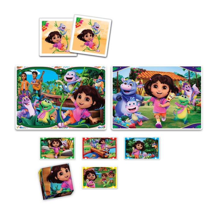 clementoni-edukit-4-in-1-dora-lernspiele-set-puzzle-memo-w-rfelpuzzle image 2