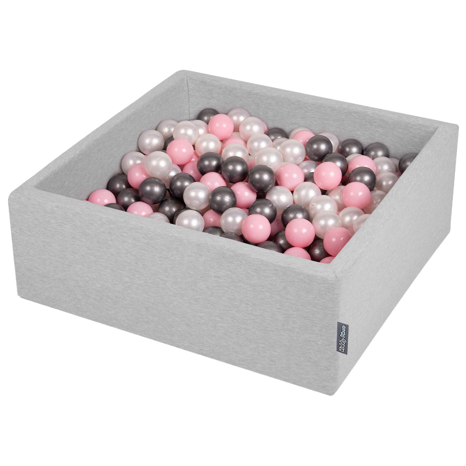 kiddymoon-b-llebad-quadrat-90x30-cm-mit-200-b-llen-7-cm-hellgrau-perle-puderrosa image 1