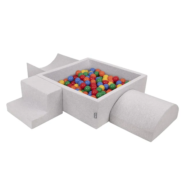 kiddymoon-spielplatz-aus-schaumstoff-mit-eckigem-b-llebad-200-b-lle-hellgrau-bun image 1