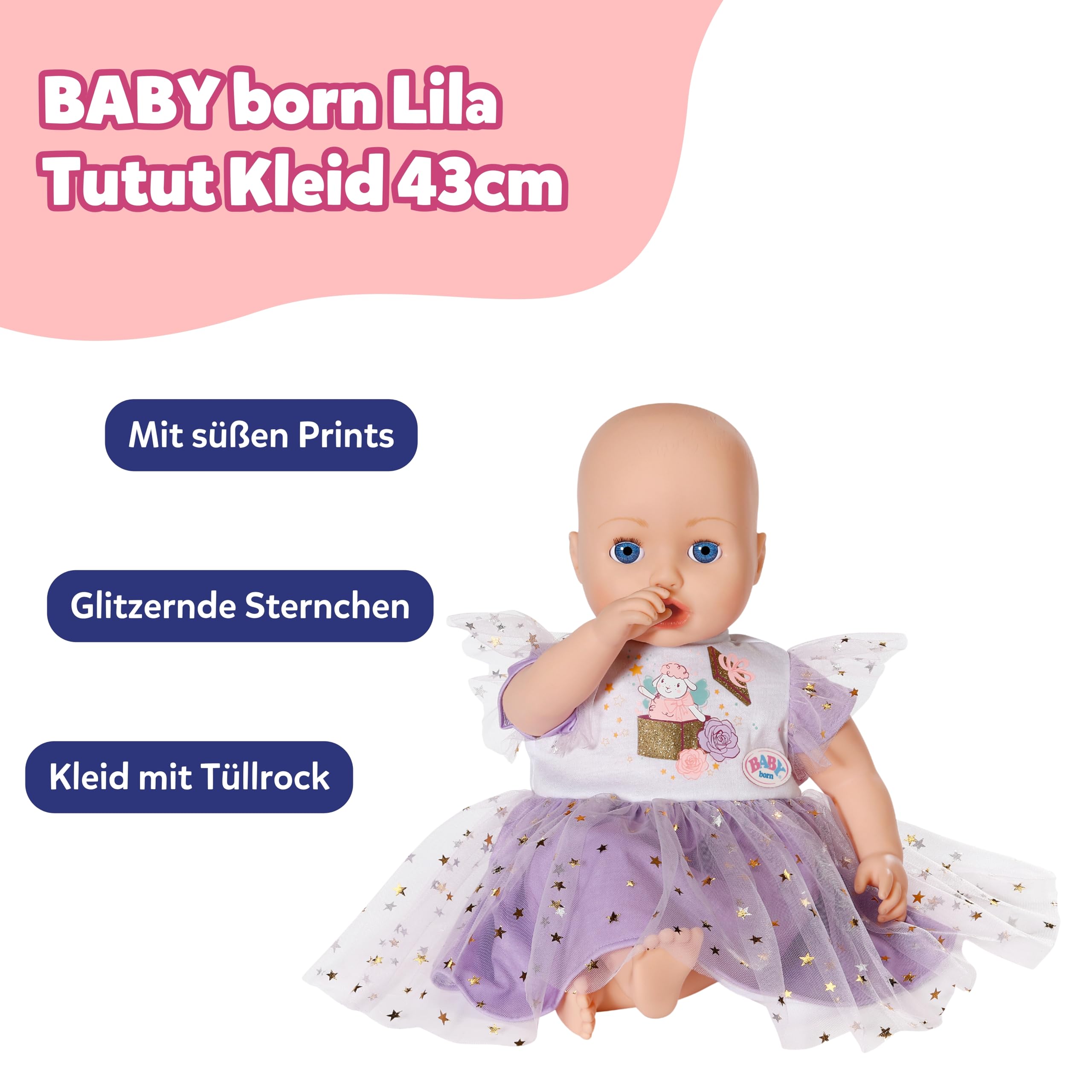 baby-born-lila-tutu-kleid-puppenkleid-mit-t-ll-und-sternen-f-r-43-cm-puppen image 2