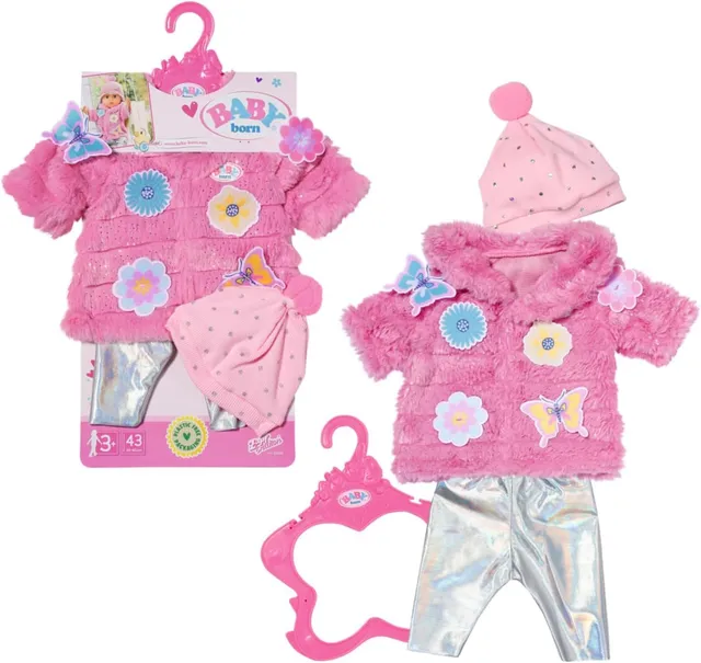 baby-born-mantel-set-pink-f-r-43-cm-puppen-mit-leggings-und-m-tze image 1