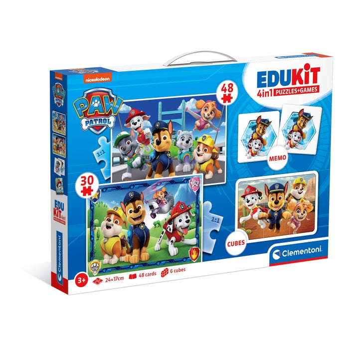 clementoni-edukit-4-in-1-paw-patrol-puzzle-memo-und-w-rfelpuzzle-set image 1