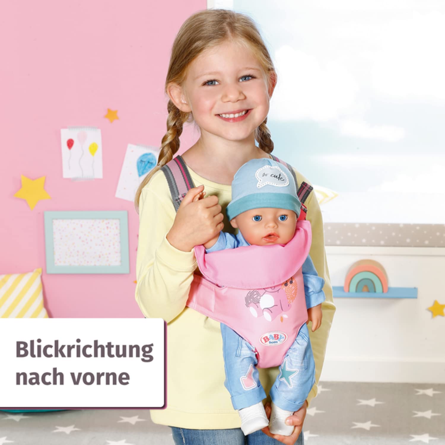 baby-born-babytrage-puppentrage-rosa-grau-f-r-36-cm-und-43-cm-puppen image 3