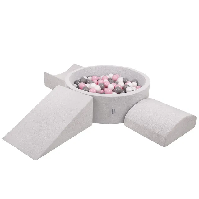 kiddymoon-schaumstoff-spielplatz-mit-rundem-b-llebad-200-b-lle-7-cm-hellgrau-wei image 1