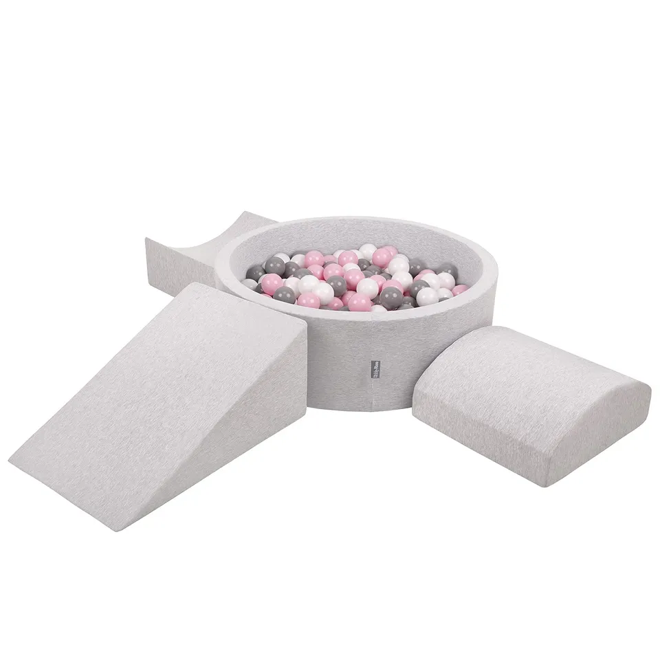kiddymoon-schaumstoff-spielplatz-mit-rundem-b-llebad-200-b-lle-7-cm-hellgrau-wei image 1